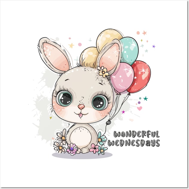 Wonderful Wednesdays: Kawaii Bunny & Balloons Wall Art by WEARWORLD